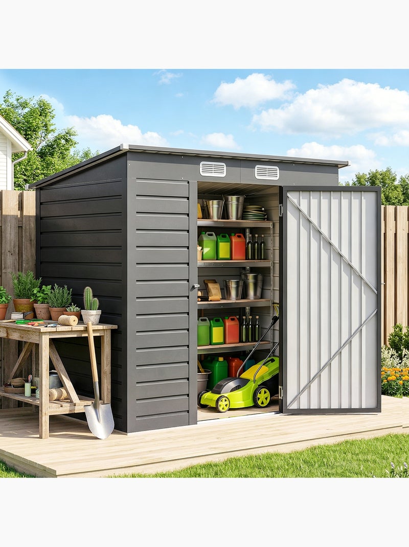 Abri de jardin 191 x 130 x 166 cm porte verrouillable tôle acier ondulé gris Gris - Kiabi