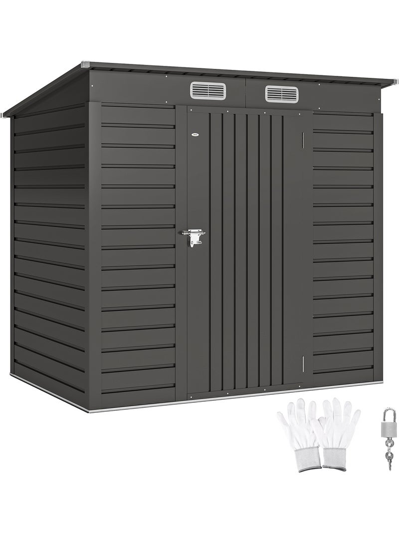 Abri de jardin 191 x 130 x 166 cm porte verrouillable tôle acier ondulé gris Gris - Kiabi