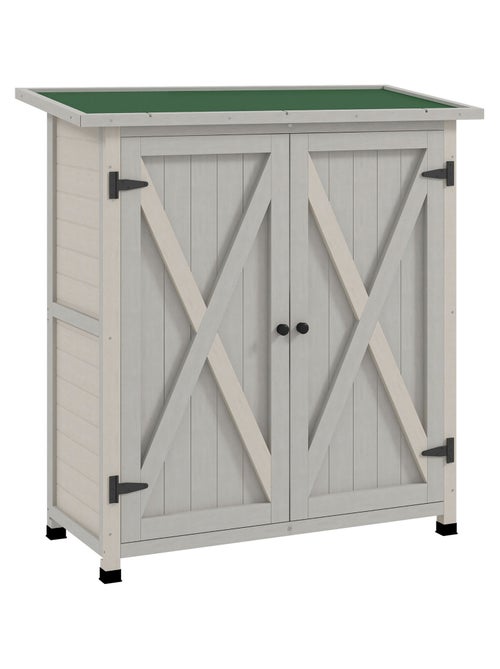 Abri de jardin 2 portes 2 étagères bois - Kiabi