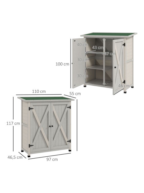 Abri de jardin 2 portes 2 étagères bois - Kiabi