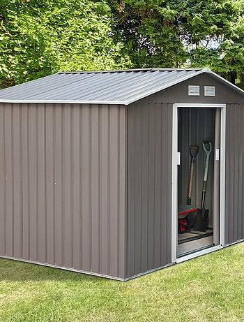 Abri de jardin 2 portes coulissantes - fondation incluse - tôle acier ondulée