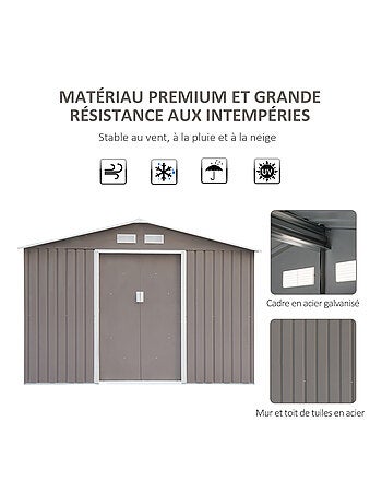 Abri de jardin 2 portes coulissantes - fondation incluse - tôle acier ondulée