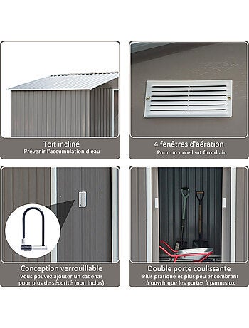 Abri de jardin 2 portes coulissantes - fondation incluse - tôle acier ondulée