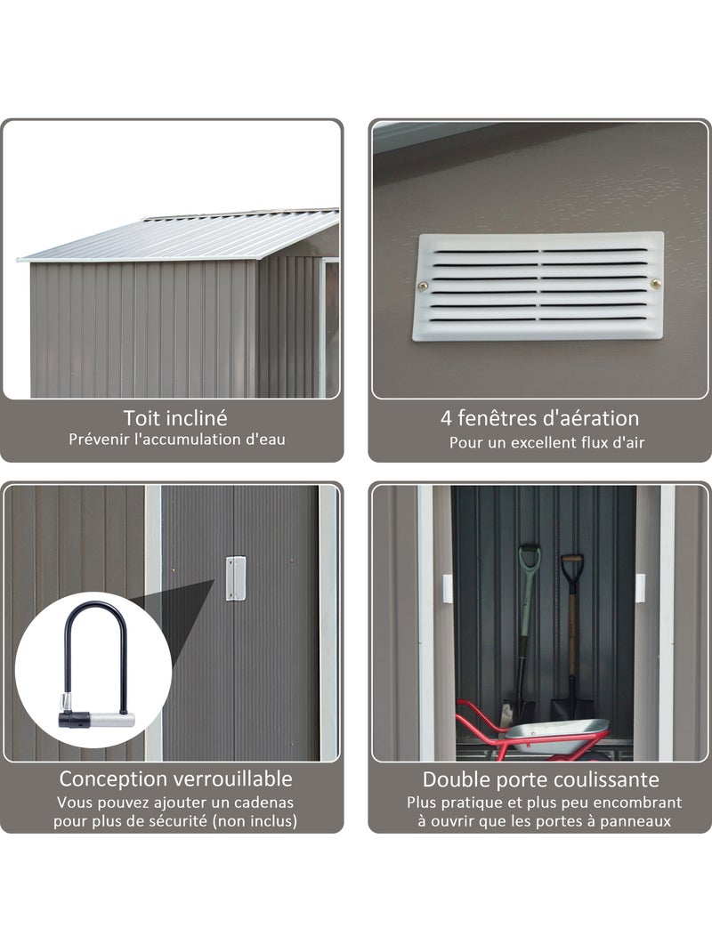 Abri de jardin 2 portes coulissantes Gris - Kiabi