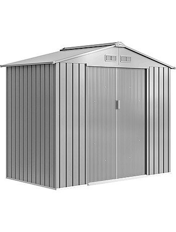 Abri de jardin 2,42 m² tôle d'acier gris alu