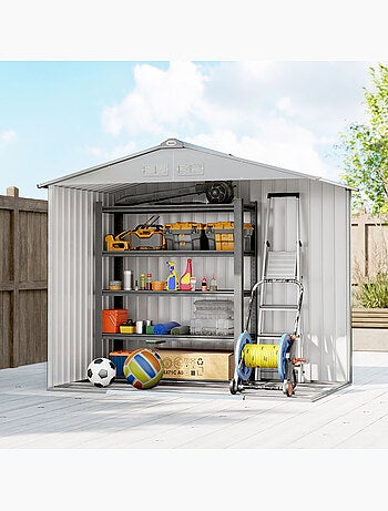 Abri de jardin 2,42 m² tôle d'acier gris alu