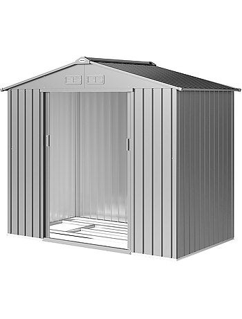 Abri de jardin 2,42 m² tôle d'acier gris alu