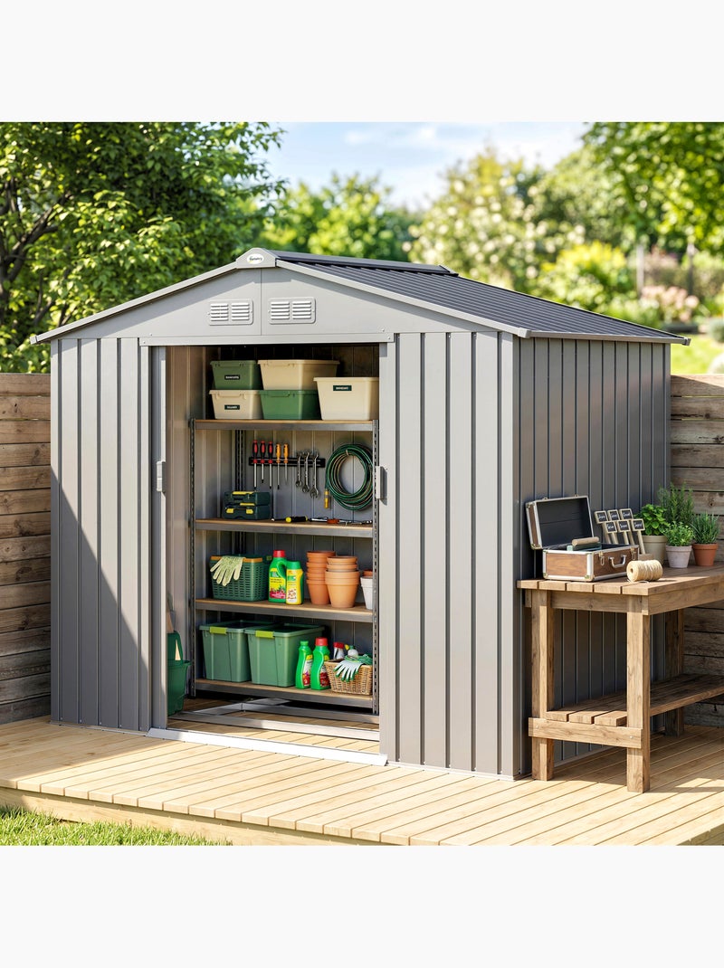 Abri de jardin 2,42 m² tôle d'acier gris alu Gris - Kiabi