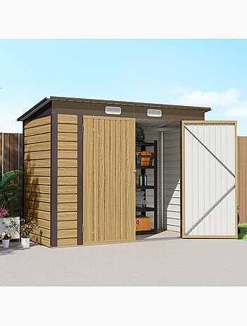 Abri de jardin 3 m² tôle d'acier 2 portes verrouillables 2 évents