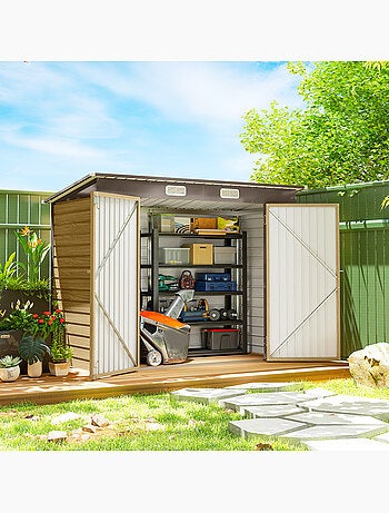 Abri de jardin 3 m² tôle d'acier 2 portes verrouillables 2 évents