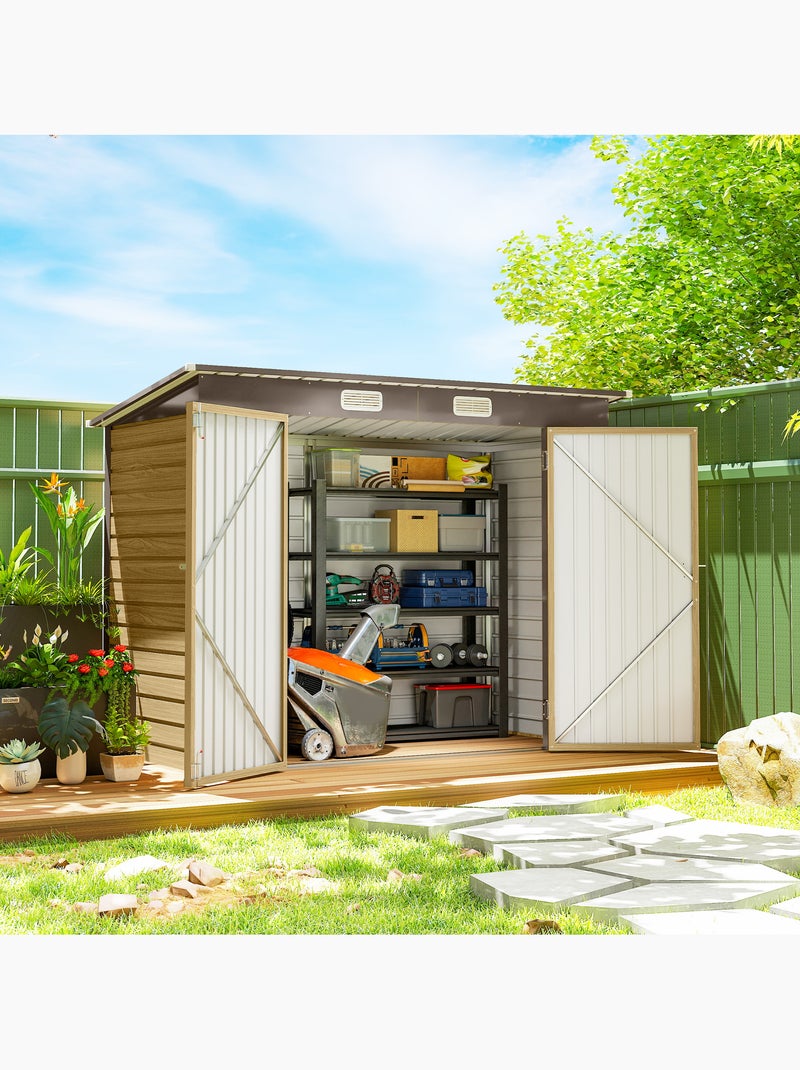 Abri de jardin 3 m² tôle d'acier 2 portes verrouillables 2 évents Beige - Kiabi