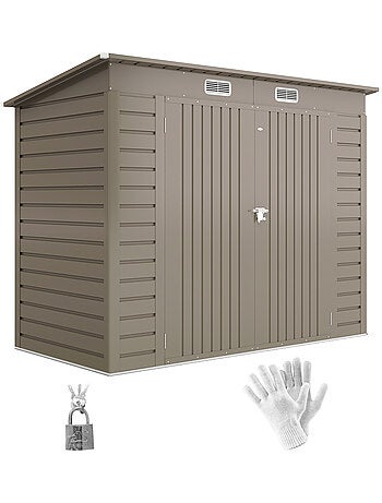 Abri de jardin 3 m² tôle d'acier 2 portes verrouillables 2 évents