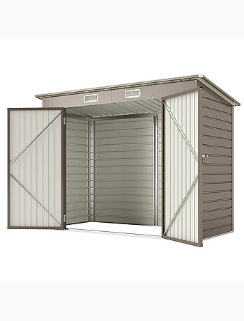 Abri de jardin 3 m² tôle d'acier 2 portes verrouillables 2 évents