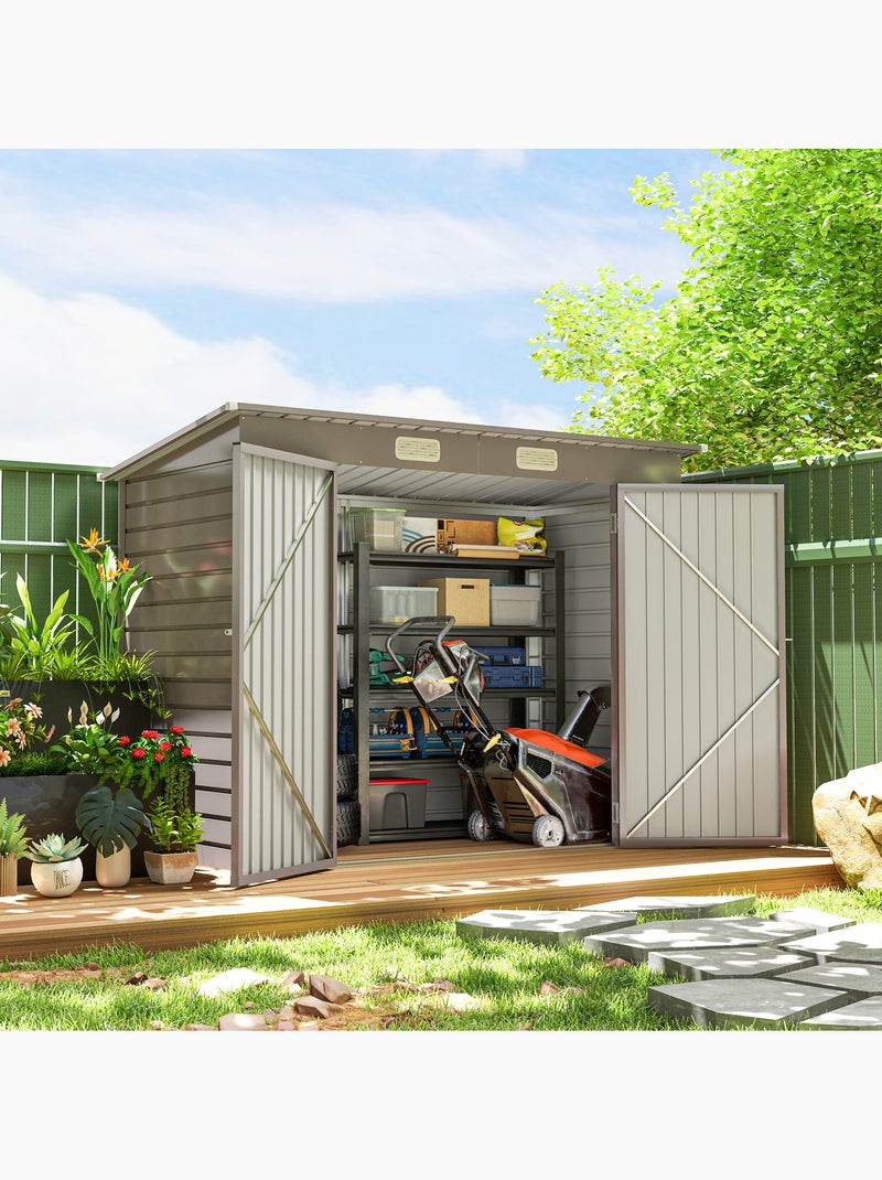 Abri de jardin 3 m² tôle d'acier 2 portes verrouillables 2 évents Gris - Kiabi