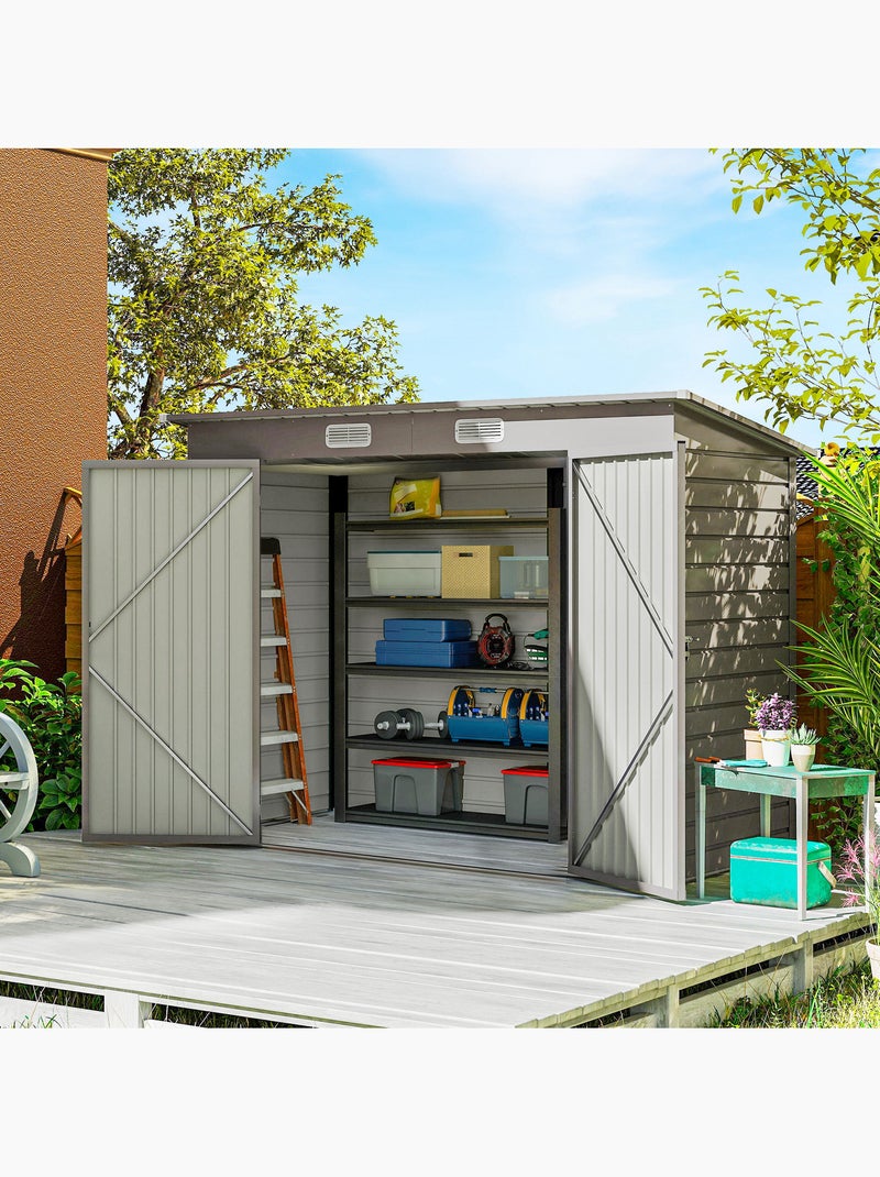 Abri de jardin 3 m² tôle d'acier 2 portes verrouillables 2 évents Gris - Kiabi