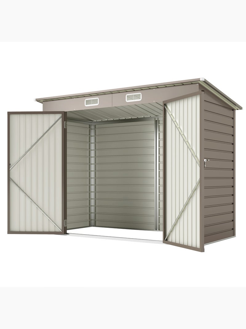 Abri de jardin 3 m² tôle d'acier 2 portes verrouillables 2 évents Gris - Kiabi