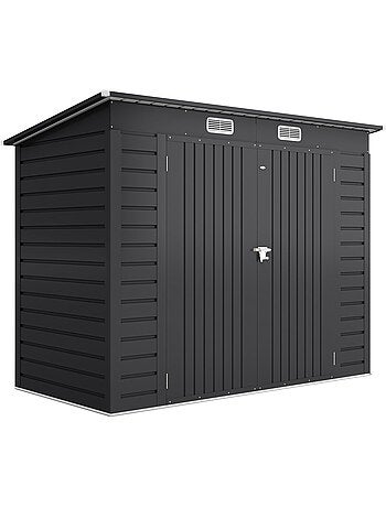 Abri de jardin 3 m² tôle d'acier 2 portes verrouillables 2 évents
