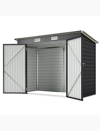 Abri de jardin 3 m² tôle d'acier 2 portes verrouillables 2 évents