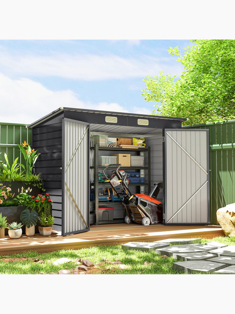 Abri de jardin 3 m² tôle d'acier 2 portes verrouillables 2 évents Noir - Kiabi