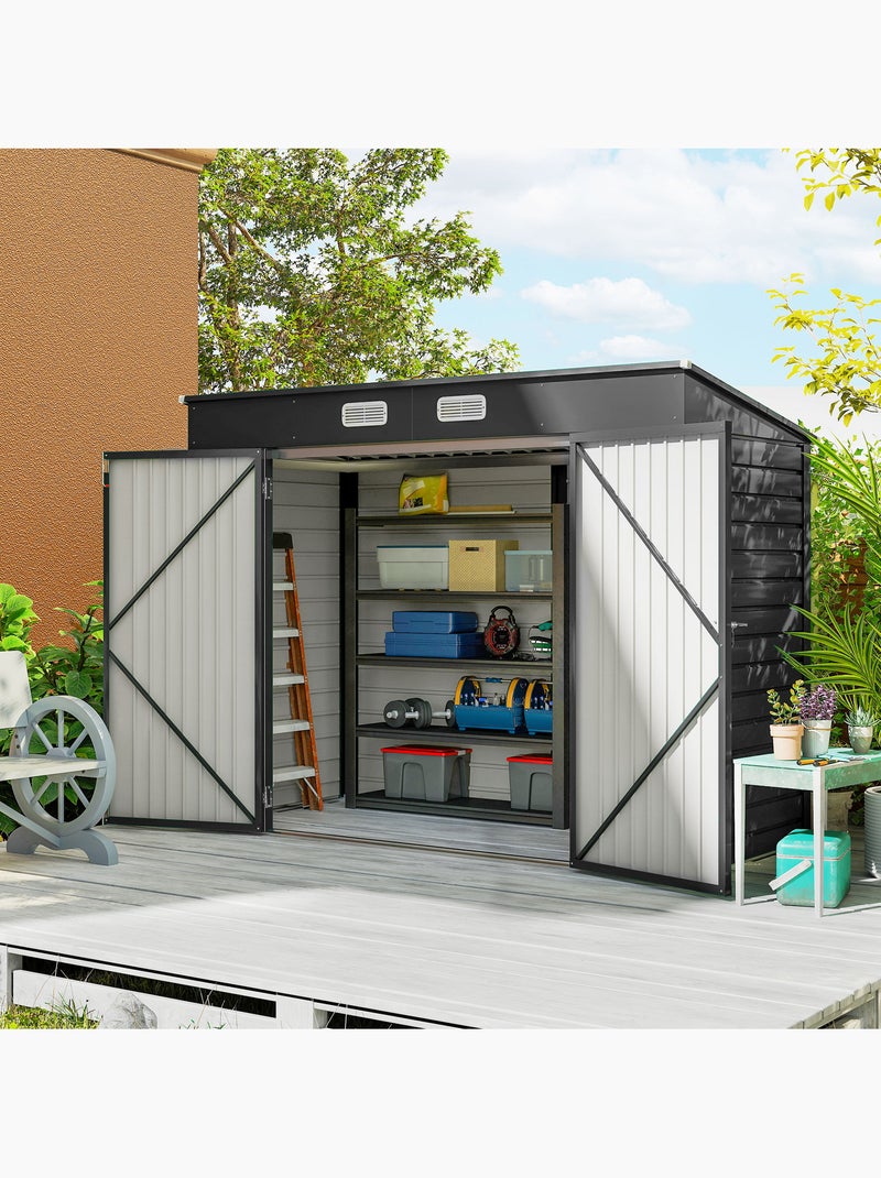 Abri de jardin 3 m² tôle d'acier 2 portes verrouillables 2 évents Noir - Kiabi