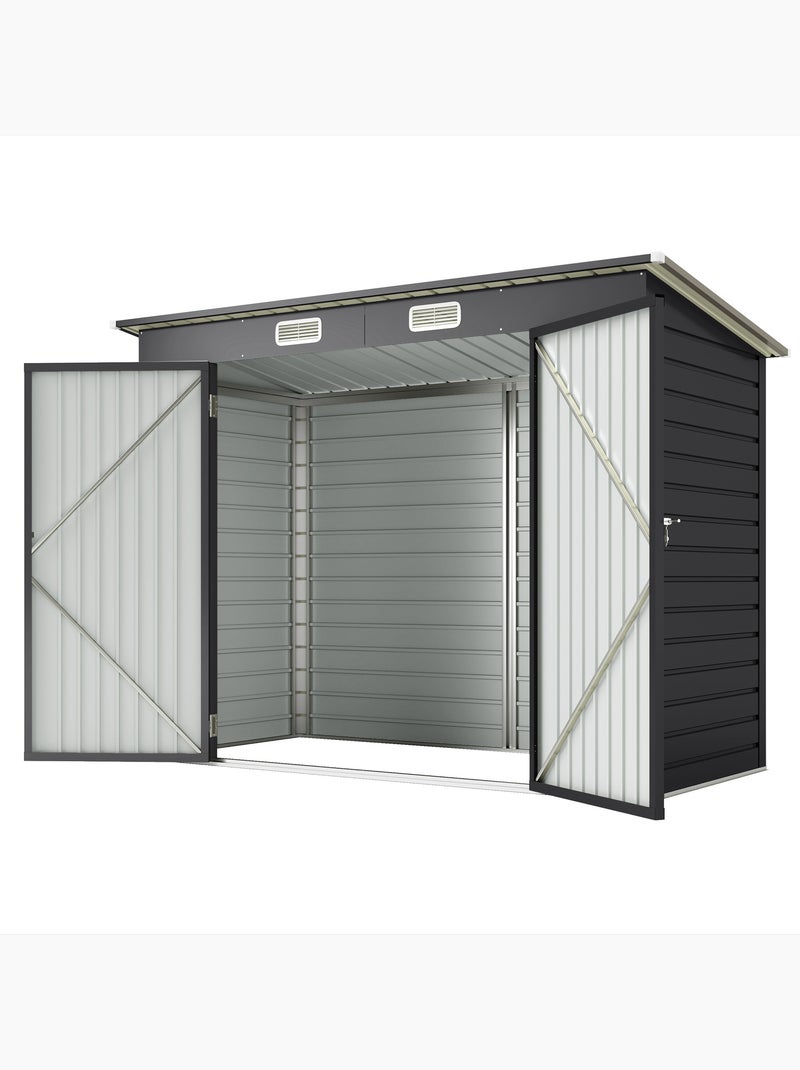 Abri de jardin 3 m² tôle d'acier 2 portes verrouillables 2 évents Noir - Kiabi