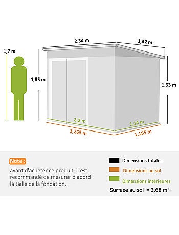 Abri de jardin 3 portes tôle acier ondulé