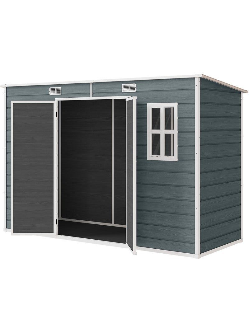 Abri de jardin 3,2 m² porte plancher fenêtre effet bois gris Gris - Kiabi