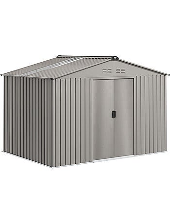 Abri de jardin 5,4 m² - 2 portes, fondation - tôle d'acier ondulée gris