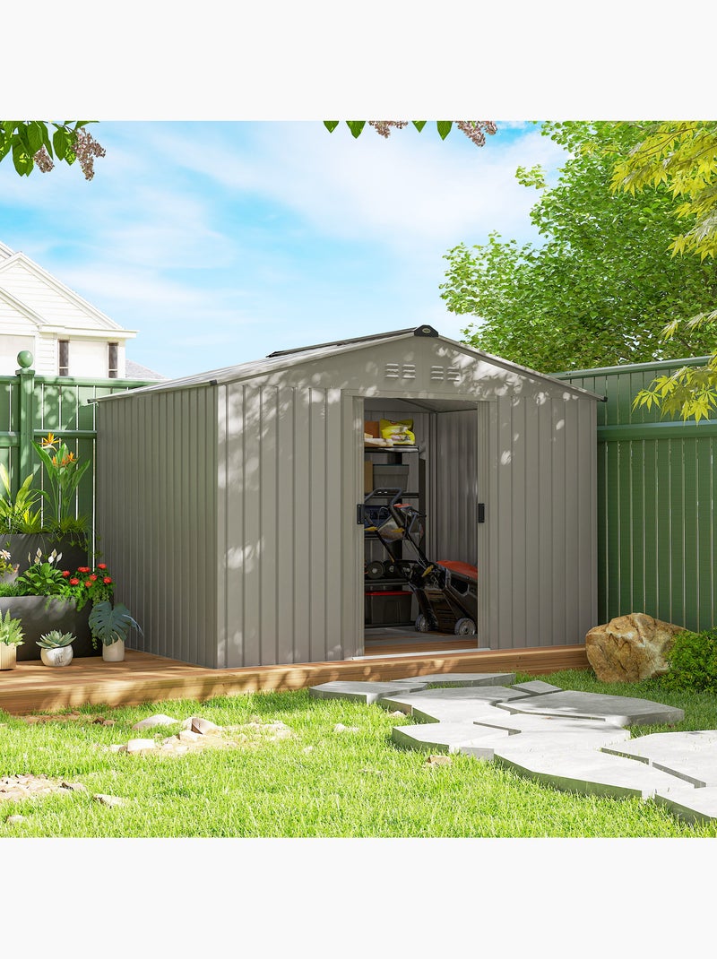 Abri de jardin 5,4 m² - 2 portes, fondation - tôle d'acier ondulée gris Gris - Kiabi