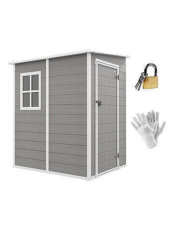 Abri de jardin cabanon 1,54 m² - porte verrouillable, fenêtre, aération - alu. PP gris