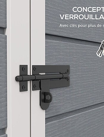 Abri de jardin cabanon 1,54 m² - porte verrouillable, fenêtre, aération - alu. PP gris