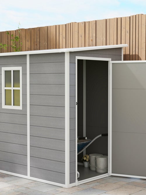 Abri de jardin cabanon 1,54 m² - porte verrouillable, fenêtre, aération - alu. PP gris - Kiabi
