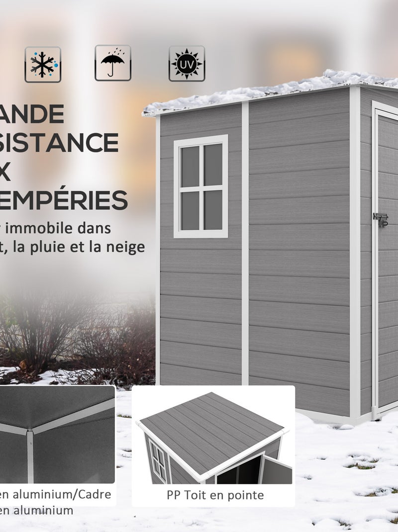 Abri de jardin cabanon 1,54 m² - porte verrouillable, fenêtre, aération - alu. PP gris Gris - Kiabi