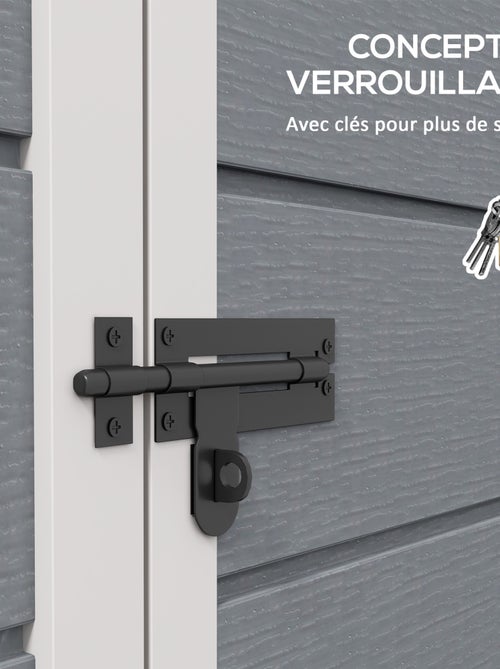 Abri de jardin cabanon 1,54 m² - porte verrouillable, fenêtre, aération - alu. PP gris - Kiabi