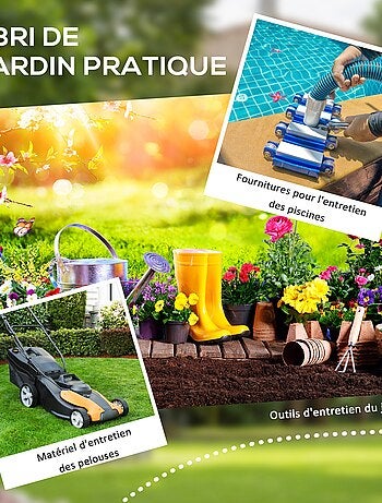Abri de jardin cabanon 2,12 m² - 2 portes, fenêtre, aération, toit double pente - résine PP gris