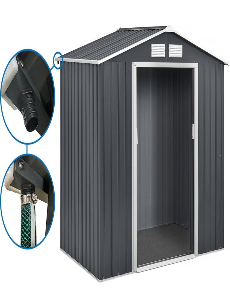 Abri de jardin en métal "Vegas" 5.29 m² avec gouttière - Gris Gris - Kiabi
