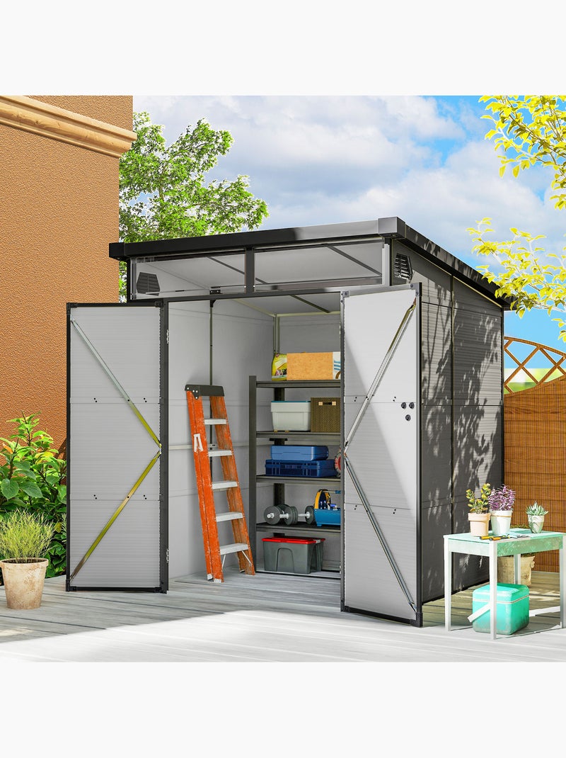 Abri de jardin en polypropylène 3,24 m² - 2 fenêtres, 2 portes - gris Gris - Kiabi