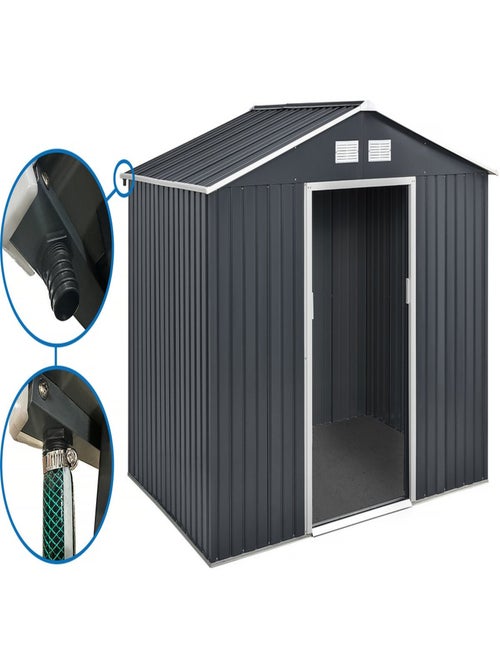 Abri de jardin métal - "Vegas" - 8,83 m² avec gouttière - Gris - Kiabi