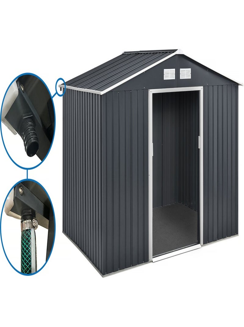 Abri de jardin métal - "Vegas" - 8,83 m² avec gouttière - Gris Gris - Kiabi