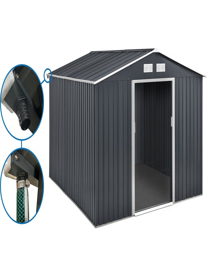 Abri de jardin métal - "Vegas"- 15 m² avec gouttière - Gris Gris - Kiabi