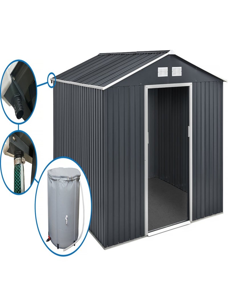 Abri de jardin métal - "Vegas"- 15 m² avec gouttière et récupérateur d'eau - Gris Gris - Kiabi