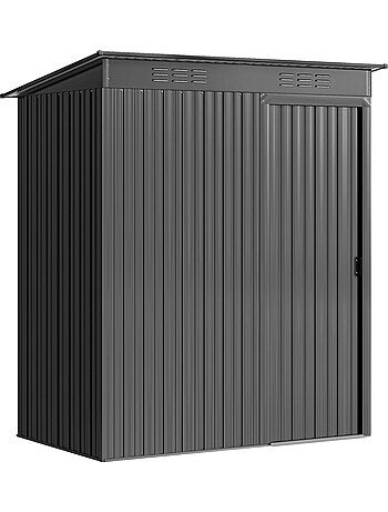 Abri de jardin métal 1,37 m² porte coulissante anthracite