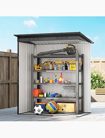 Abri de jardin métal 1,37 m² porte coulissante anthracite