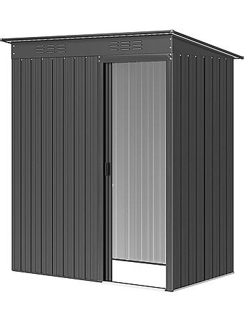 Abri de jardin métal 1,37 m² porte coulissante anthracite