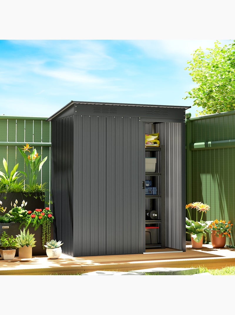 Abri de jardin métal 1,37 m² porte coulissante anthracite Gris - Kiabi