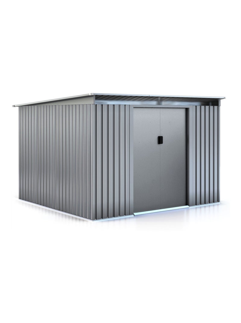 Abri de jardin métal toit plat "Texas" - 6,29 m² - Gris Gris - Kiabi