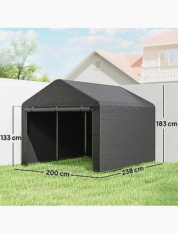 Abri de jardin porte enroulable fermeture éclair toile pe gris foncé