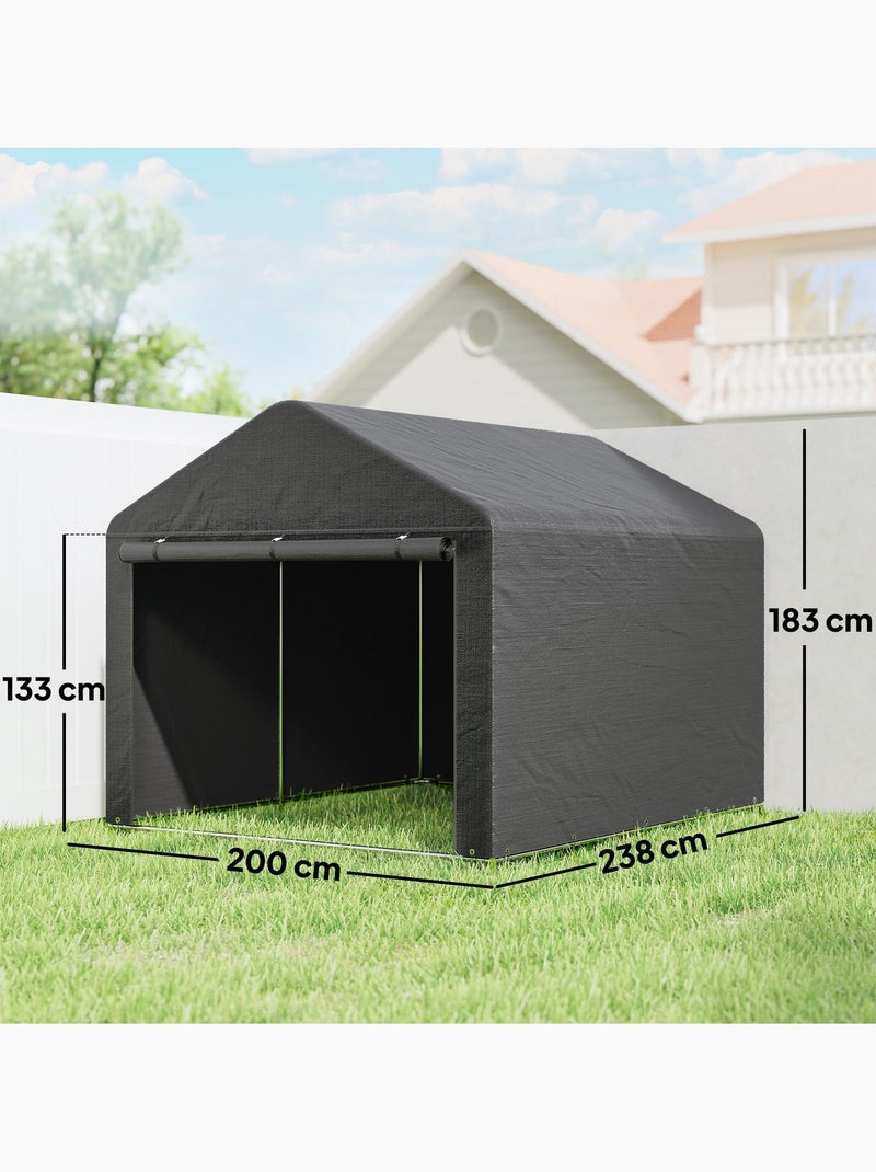 Abri de jardin porte enroulable fermeture éclair toile pe gris foncé Gris - Kiabi