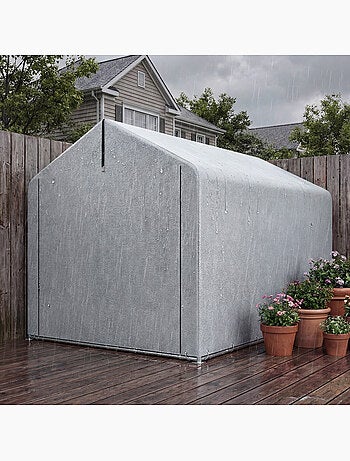 Abri de jardin porte enroulable toile pe gris clair