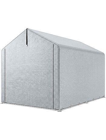 Abri de jardin porte enroulable toile pe gris clair